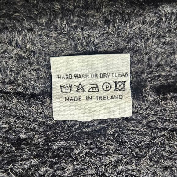 Orvis 100% Ireland Wool Gray Fisherman Cable Knit Cardigan size XL - Picture 5 of 6